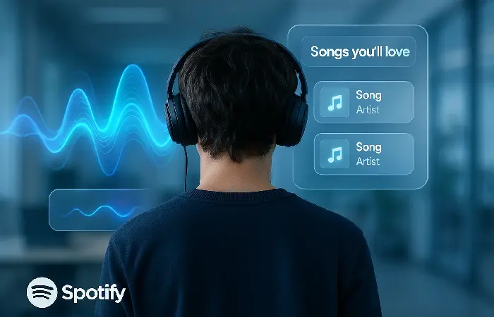 Joven de espaldas oyendo musica con audifonos