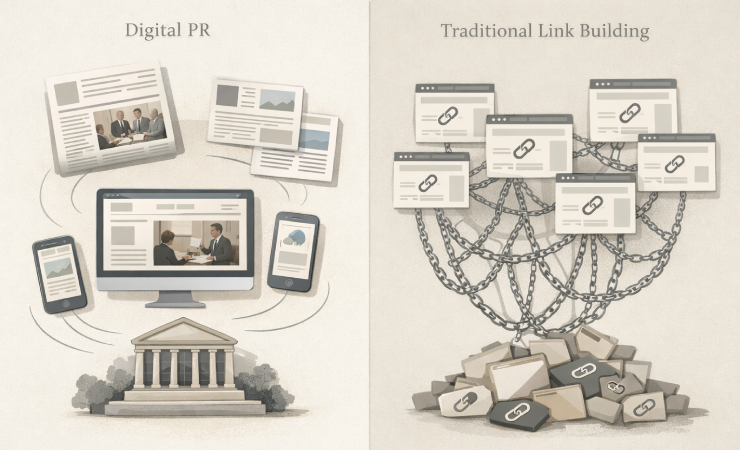 Digital PR para SEO: cómo conseguir enlaces que sí mueven la aguja 6 Digital PR vs Link Building tradicional 1